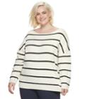 Plus Size Popsugar Striped Oversized Sweater, Women's, Size: 2xl, Natural