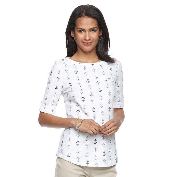 Women's Croft & Barrow&reg; Printed Slubbed Tee, Size: Medium, Natural