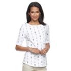 Women's Croft & Barrow&reg; Printed Slubbed Tee, Size: Medium, Natural
