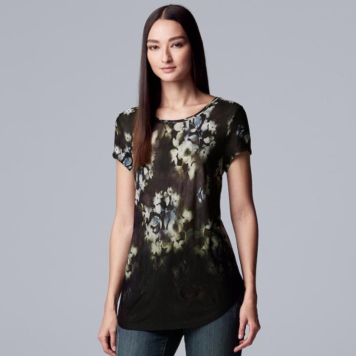 Women's Simply Vera Vera Wang Essential Print Scoopneck Tee, Size: Medium, Oxford