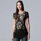 Women's Simply Vera Vera Wang Essential Print Scoopneck Tee, Size: Medium, Oxford