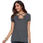 Women's Rock & Republic&reg; Strappy Tee, Size: Xl, Grey (charcoal)