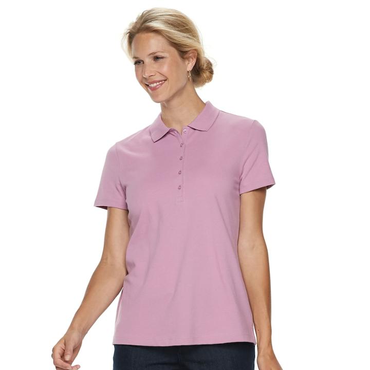 Women's Croft & Barrow&reg; Classic Polo, Size: Xl, Med Pink