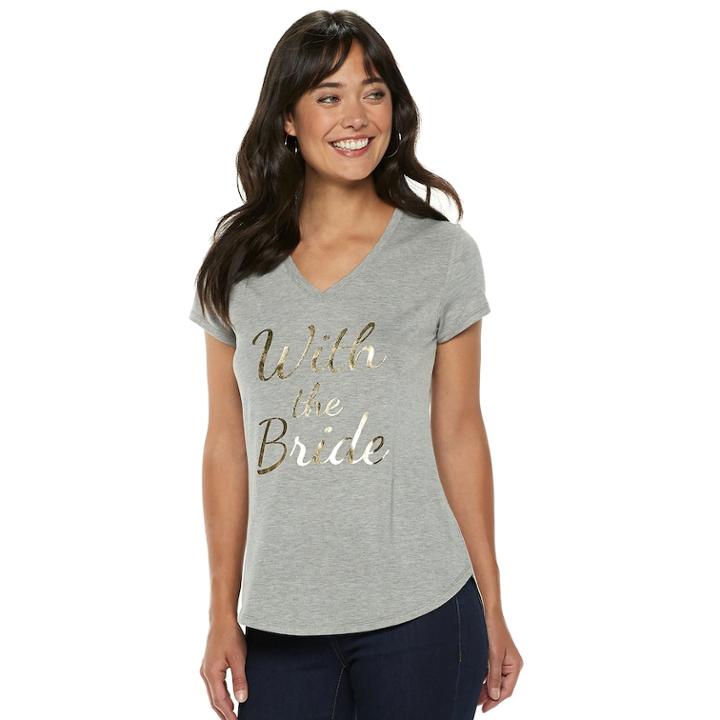 Women's Apt. 9&reg; Bridal Graphic Tee, Size: Medium, Light Grey