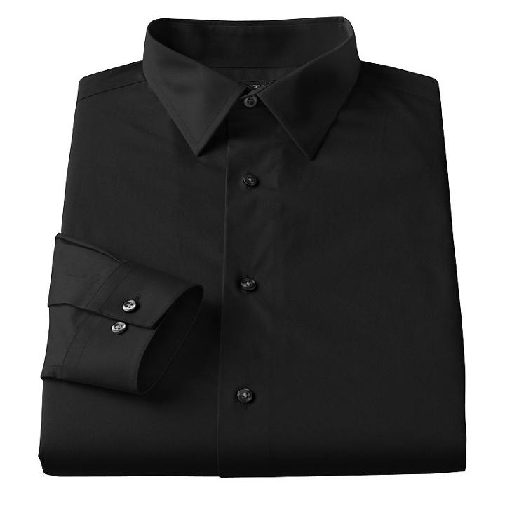 Big & Tall Men's Apt. 9&reg; Slim Tall Stretch Spread-collar Dress Shirt, Size: 20 34/5t, Black