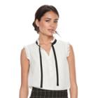 Women's Elle&trade; Pintuck Ruffle Top, Size: Large, White