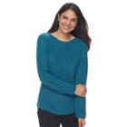 Women's Croft & Barrow&reg; Pointelle Sweater, Size: Xl, Dark Blue