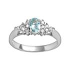 Sterling Silver Blue Topaz And Cubic Zirconia Ring, Women's, Size: 7
