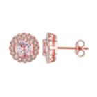 Stella Grace Morganite & Diamond Accent Pink Rhodium-plated Sterling Silver Halo Stud Earrings, Women's