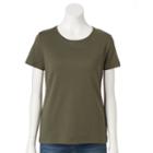 Petite Croft & Barrow&reg; Essential Crewneck Tee, Women's, Size: Xs Petite, Green