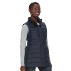 Women's Weathercast Down Puffer Vest, Size: Large, Dark Blue