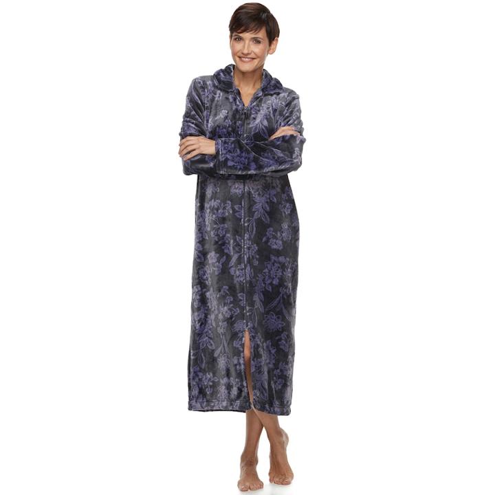 Women's Croft & Barrow&reg; Plush Zip Lounger, Size: Medium, Med Purple