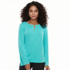 Women's Dana Buchman Pebbles Keyhole Top, Size: Small, Turquoise/blue (turq/aqua)