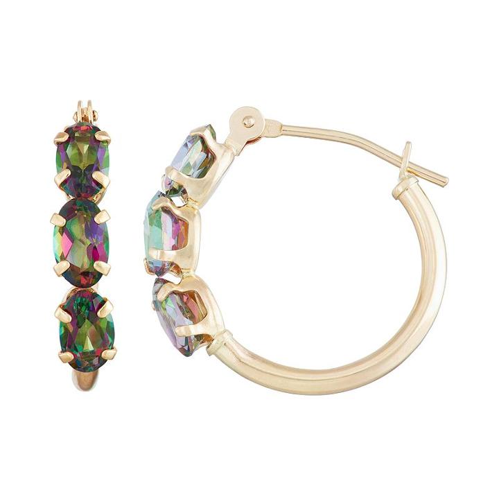 10k Gold Mystic Topaz Tube Hoop Earrings, Women's, Multicolor