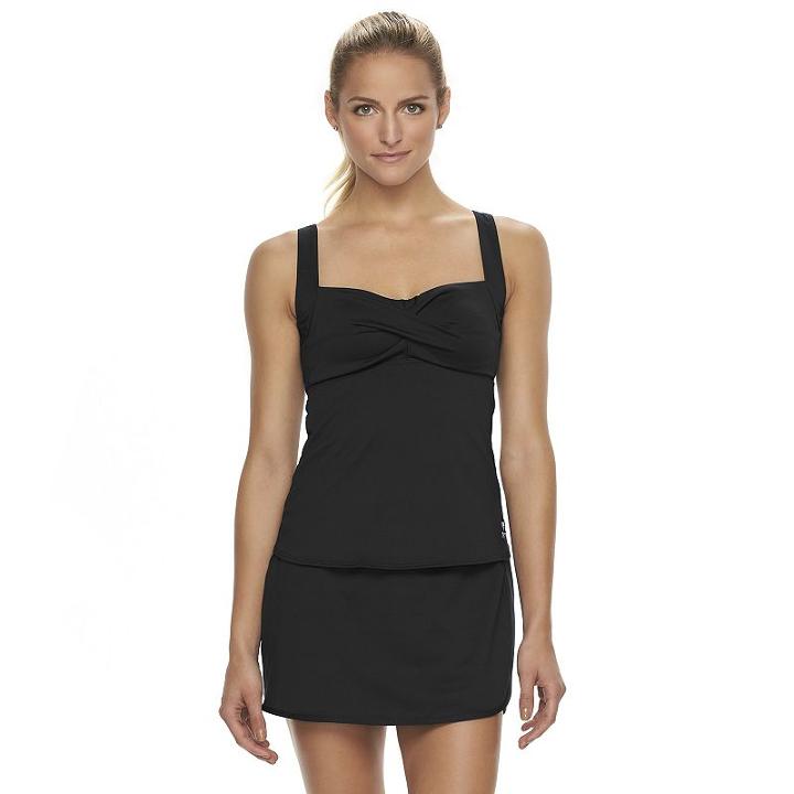 Women's Tyr Twist-front Tankini Top, Size: 18, Black