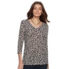 Women's Dana Buchman Printed Bias Cut V-neck Top, Size: Small, Lt Beige
