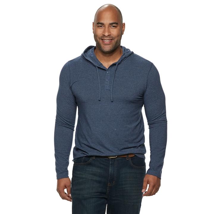 Big & Tall Sonoma Goods For Life&trade; Modern-fit Supersoft Henley Hoodie, Men's, Size: Xl Tall, Blue