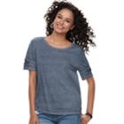 Juniors' Mudd&reg; Lace-up Sleeve Boxy Varsity Tee, Teens, Size: Xs, Dark Blue