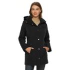 Women's Gallery Hooded Quilted Zip-front Jacket, Size: Small, Black