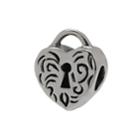 Individuality Beads Sterling Silver Heart Lock Bead, Women's, Grey