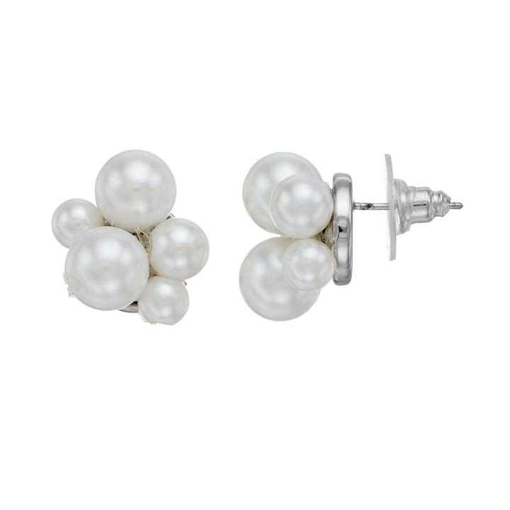 Simply Vera Vera Wang Simulated Pearl Cluster Nickel Free Stud Earrings, Women's, White