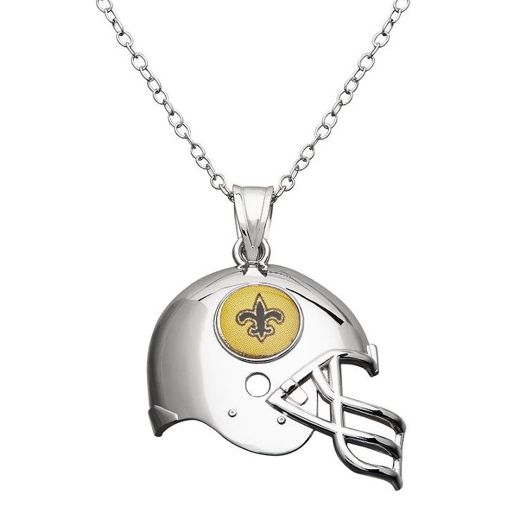 New Orleans Saints Sterling Silver Helmet Pendant Necklace, Women's, Size: 18, Grey