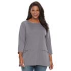 Plus Size Croft & Barrow&reg; Zippered-pocket Tunic, Women's, Size: 3xl, Dark Grey