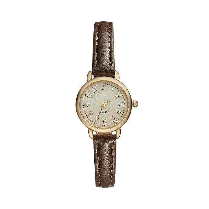 Women's Diamond Watch, Size: Small, Brown