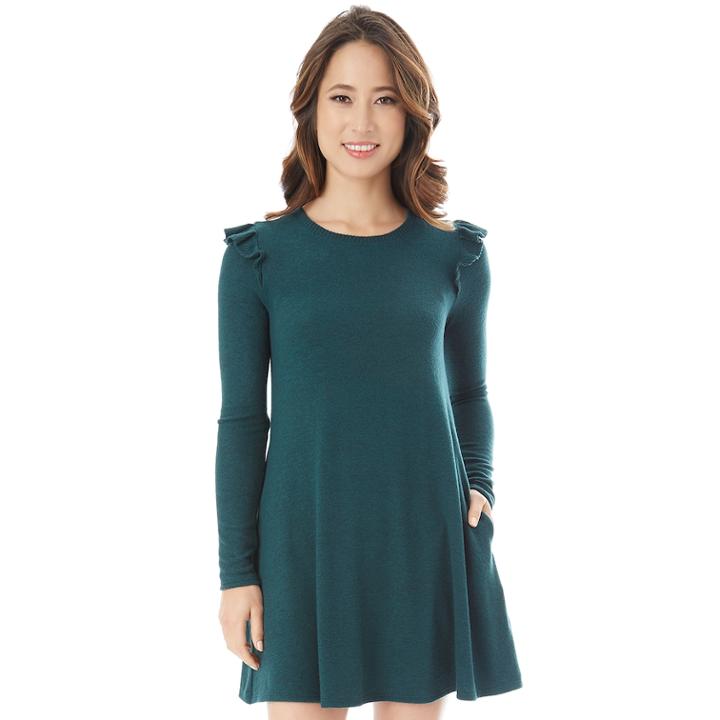 Juniors' Iz Byer Ruffled Sweaterdress, Teens, Size: Xs, Dark Green