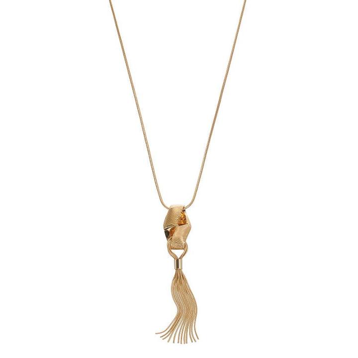 Napier Textured Hexagon Link Tassel Pendant Necklace, Women's, Gold