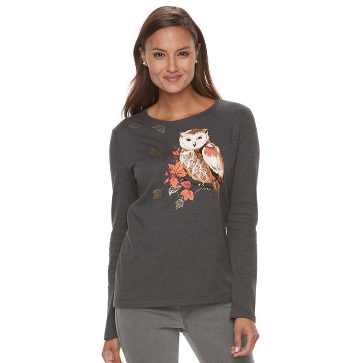 Women's Croft & Barrow&reg; Harvest Tee, Size: Xs, Dark Grey