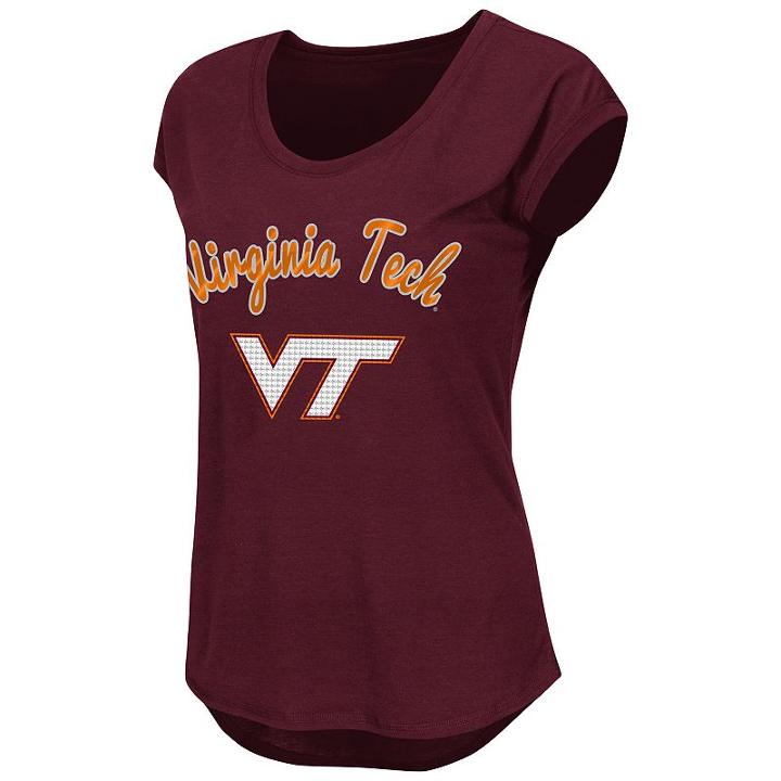Juniors' Virginia Tech Hokies Equinox Tee, Women's, Size: Large, Red Overfl