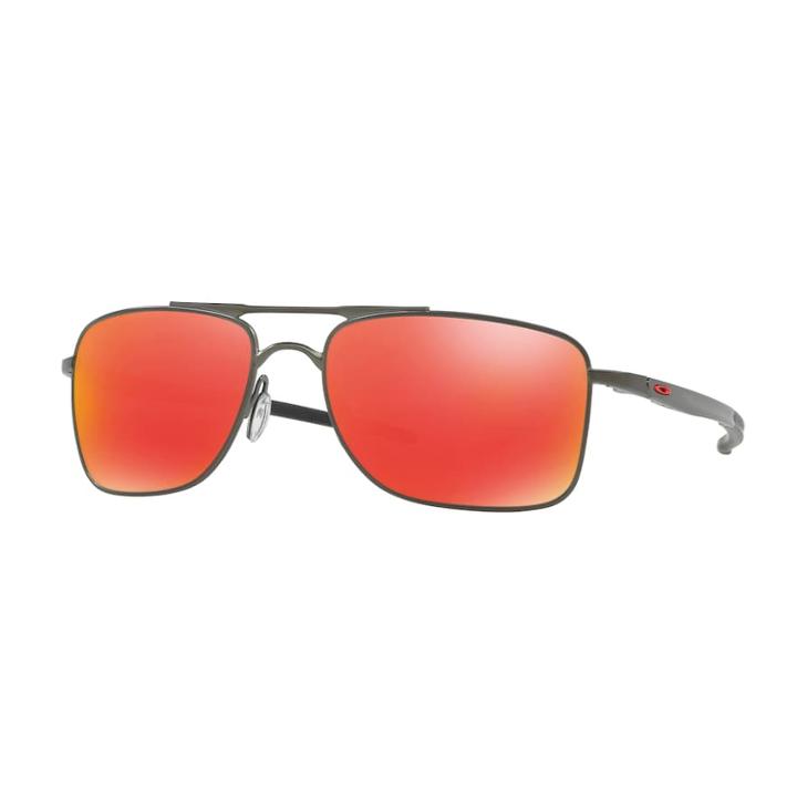 Oakley Gauge 8 Oo4124 62mm Rectangle Ruby Iridium Mirror Sunglasses, Women's, Grey (charcoal)