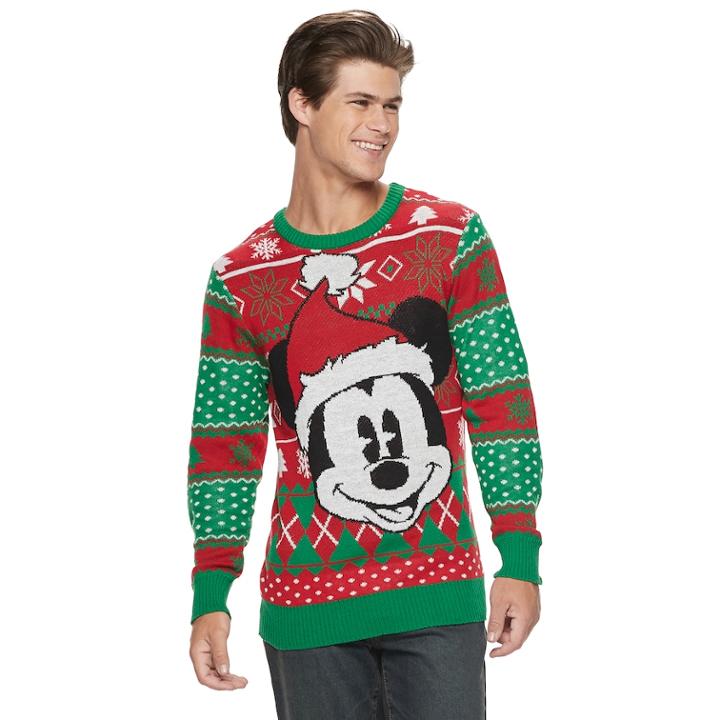 Men's Disney Mickey Mouse Christmas Sweater, Size: Xl, Red