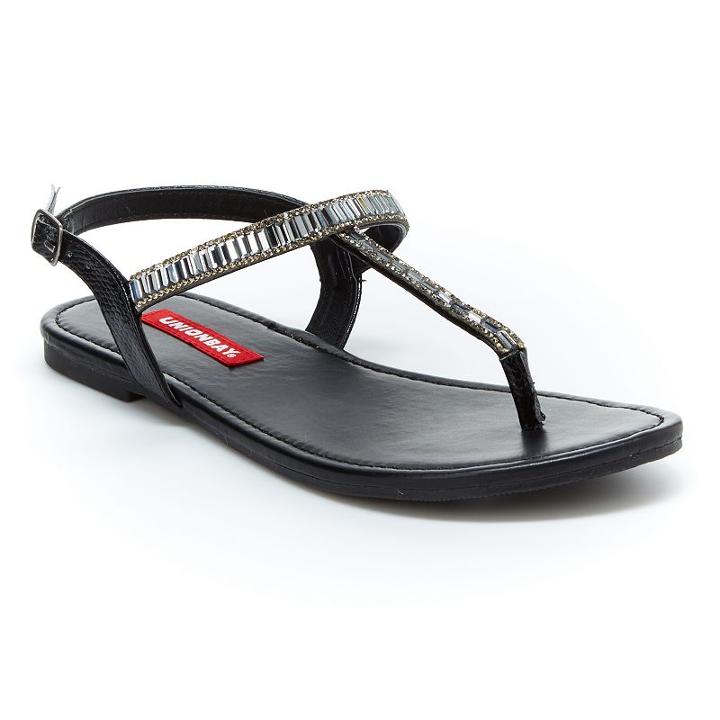 Unionbay Women's Beaded T-strap Sandals, Girl's, Size: 10, Black