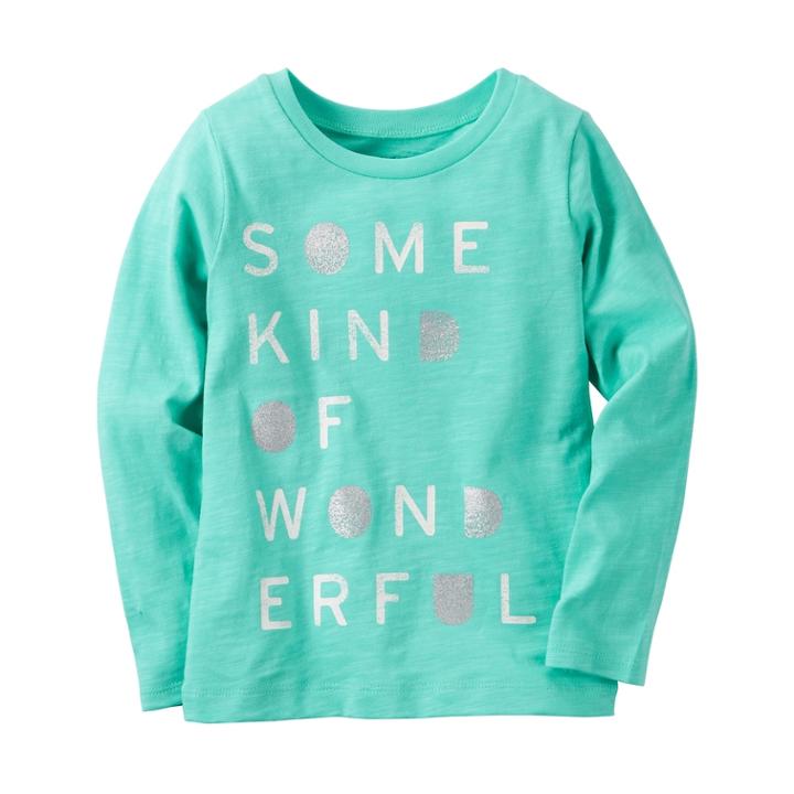 Girls 4-8 Carter's Long Sleeve Jersey Graphic Tee, Size: 4, Green