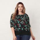 Plus Size Lc Lauren Conrad Pintuck Peasant Top, Women's, Size: 3xl, Black