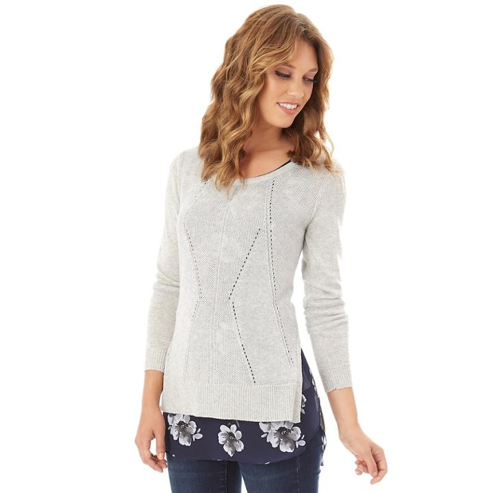 Women's Apt. 9&reg; Pointelle Sweater, Size: Medium, Heather Gray Navy