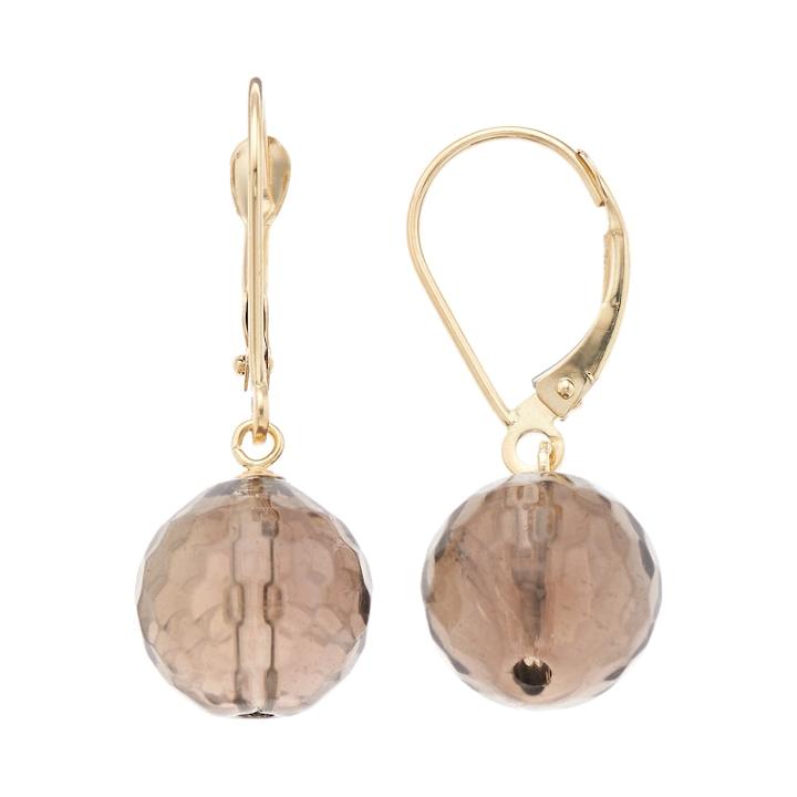 14k Gold Agate Drop Earrings, Women's, Brown