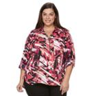 Plus Size Croft & Barrow&reg; Half-zip Crepe Shirt, Women's, Size: 2xl, Med Pink