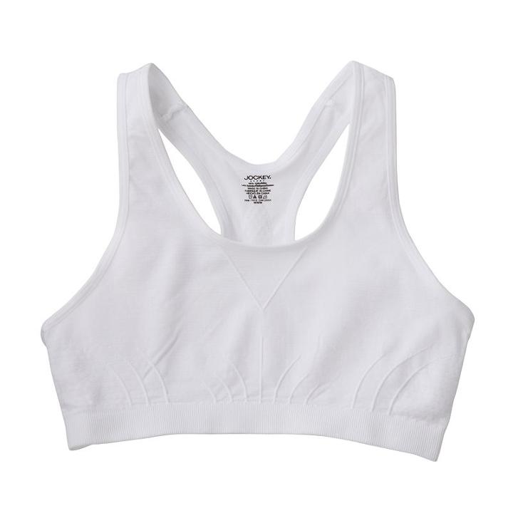 Girls Jockey Wide-strap Racerback Performance Crop Top, Size: Xl, White