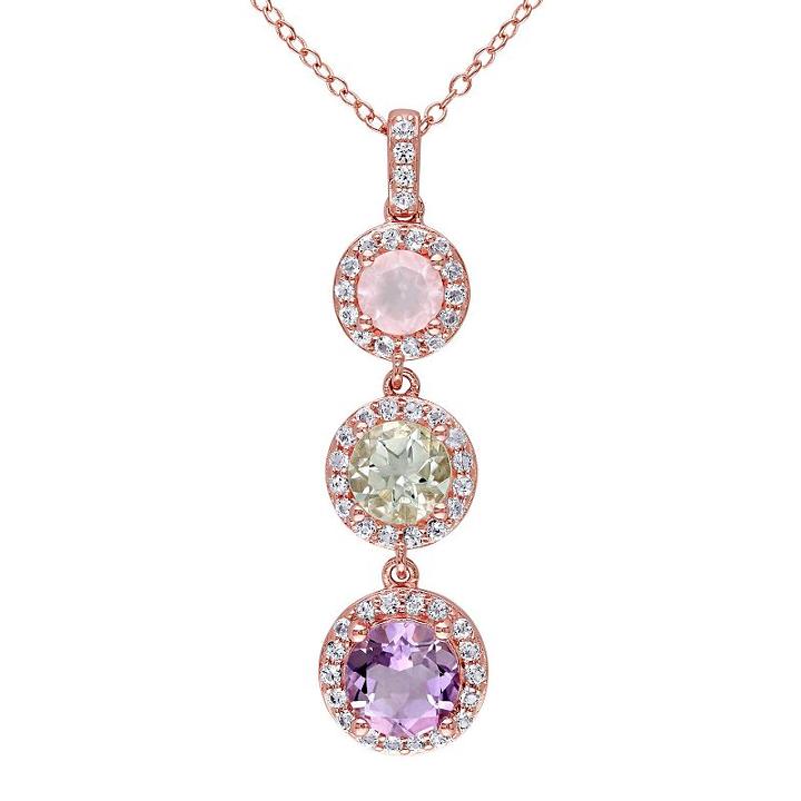 Sterling Silver Gemstone Drop Pendant, Women's, Size: 18, Purple