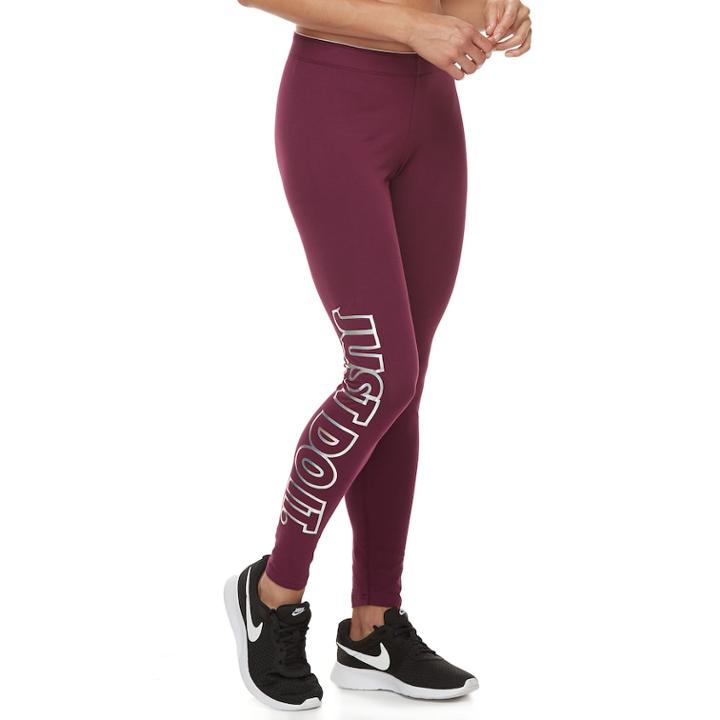 Women's Nike Metallic Leggings, Size: Medium, Dark Red