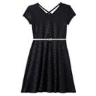 Girls 7-16 So&reg; Double Criss-cross Back Belted Skater Dress, Size: L/12, Black