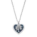 Brilliance Silver Plated Glitter Heart & Family Tree Pendant With Swarovski Crystals, Women's, Blue