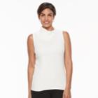 Women's Croft & Barrow&reg; Ribbed Sleeveless Turtleneck Top, Size: Xl, White