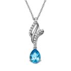 Blue Topaz & Lab-created White Sapphire Swirl Teardrop Pendant Necklace, Women's