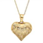 Everlasting Gold 10k Gold Textured Puffed Heart Pendant Necklace, Women's, Size: 18