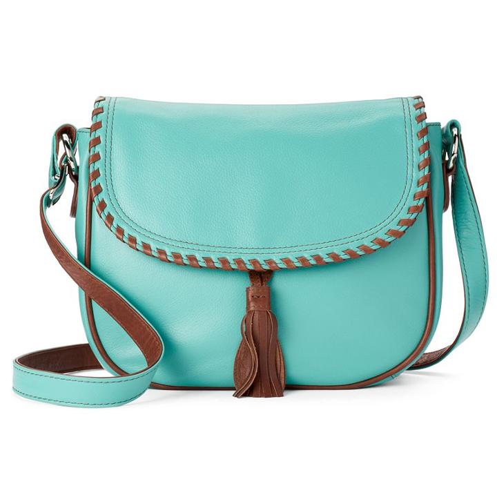 Ili Whipstitch Leather Saddle Bag, Women's, Blue Other