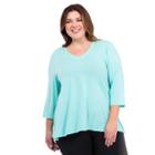 Plus Size Marika Burnout V-neck Tee, Women's, Size: 1xl, Light Blue